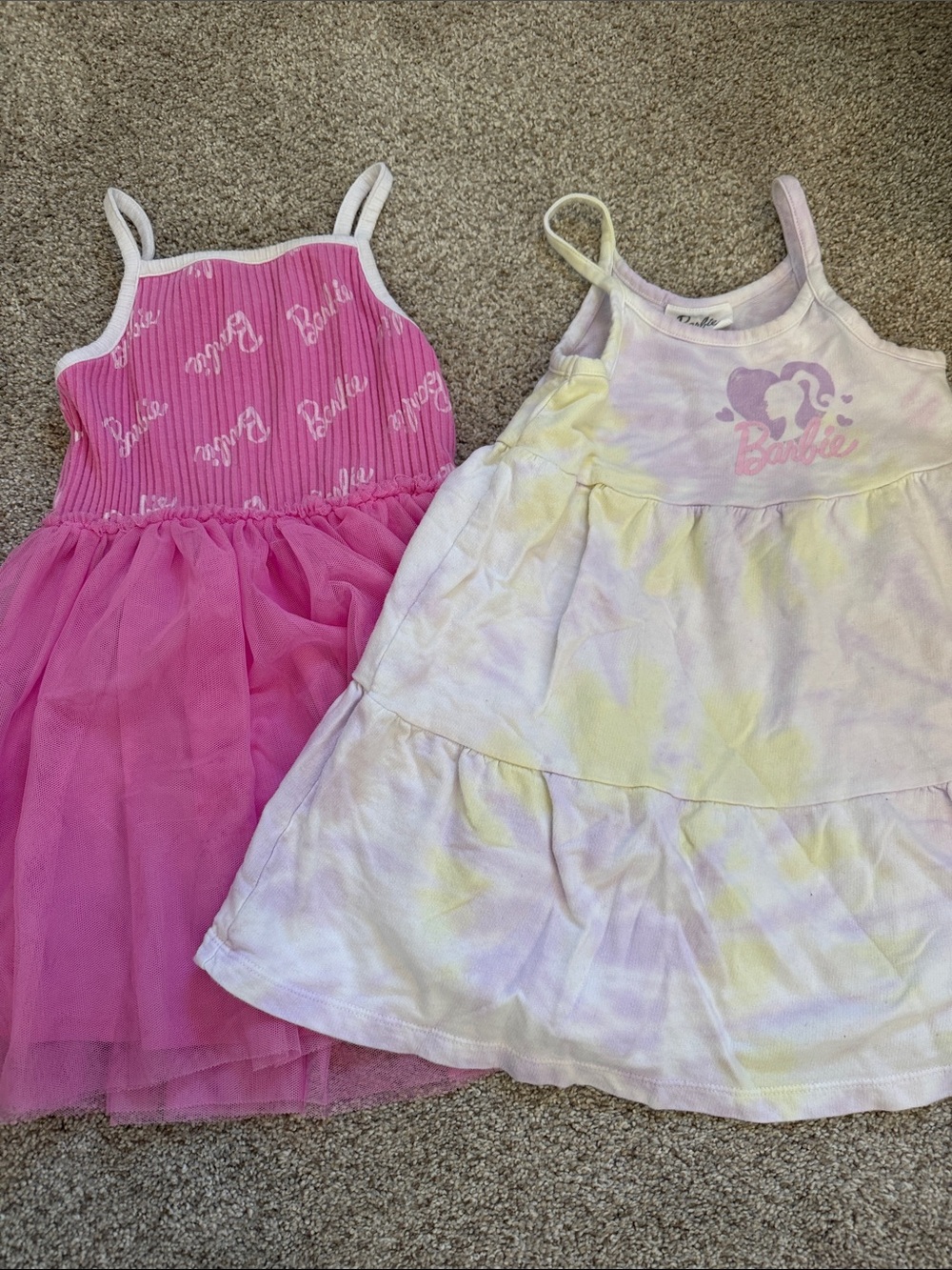 Barbie Pink Tulle Dress & Pastel Tie-Dye Barbie Tank Dress bundle